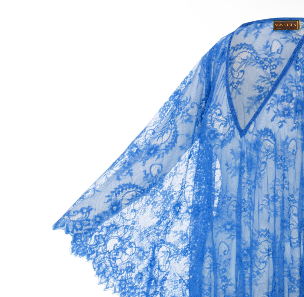 FLORAL LACE KAFTAN - BLUE